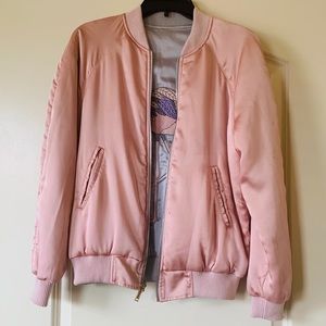 Luxurious Reversible Satin Bomber w/ Appliqué